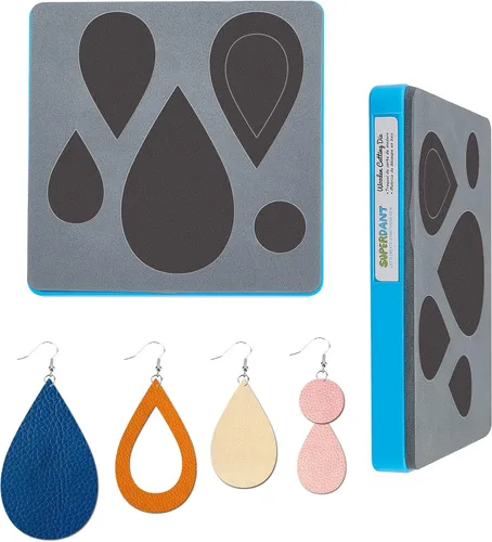 Miniatura 10 de SUPERDANT Troqueles de corte de cuero con borlas, 2 formas, aretes de cuero, troquelados con flecos, troquelados de madera, aretes colgantes, Gota