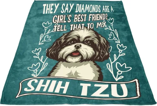 Miniatura 3 de Manta de forro polar suave con texto en inglés "I Love Dog", manta My Shih Tzu para cama y sofá (manta de forro polar grande (80 x 60 pulgadas)