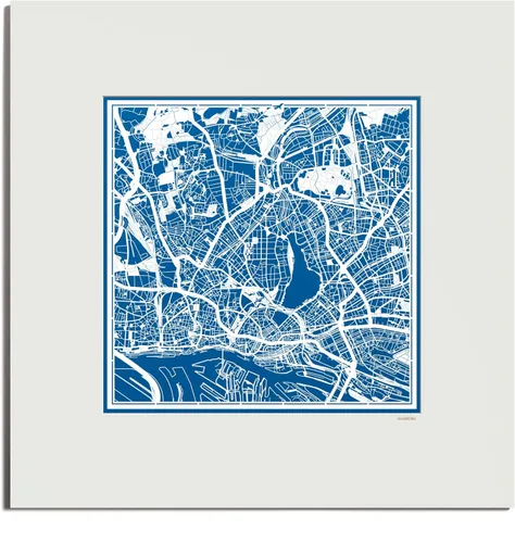 Miniatura 44 de O3 Design Studio Mapa de corte de papel Madrid negro mate de 20 x 20 pulgadas