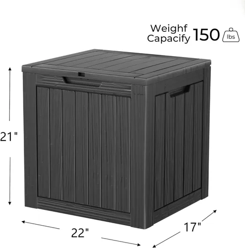 Miniatura 2 de Caja de almacenamiento para exteriores de 35 galones, caja de resina impermeable y con cierre para terraza, grande, contenedor de almacenamiento