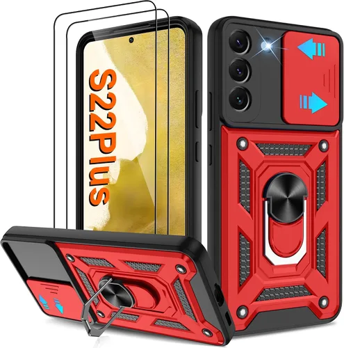 Miniatura 15 de ATUMP Funda para T-Mobile Revvl V Plus 5G con protector de pantalla HD con cubierta de cámara deslizante, soporte de anillo de rotación de 360° Negro