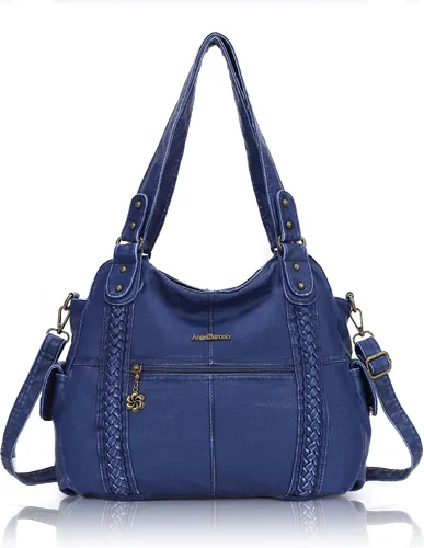 Miniatura 67 de Angel Barcelo - Bolsa de hombro amplia para mujer, diseño Hobo, cuero lavado