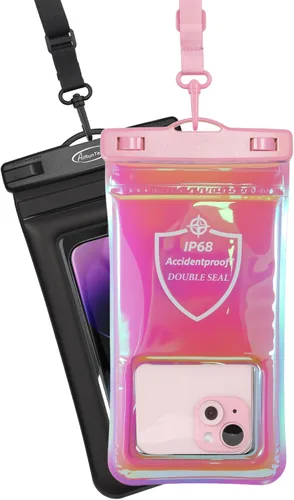 AiRunTech Funda Impermeable para Teléfono Flotante con Doble Sello para Natación, Kayak, Paddle Board, Protector para iPhone 17 16 15 14 13, negro +