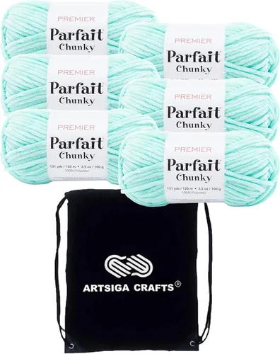 Miniatura 23 de Premier Yarns Parfait Chunky Mushroom 1150-41 (6 madejas - mismo lote de tinte) Peso S Bulky #6 Hilo de poliéster para ganchillo y punto con bolsa