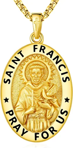 Miniatura 62 de Eusense San Miguel San Cristóbal San Benito San Judas Virgen María Collar chapado en oro 925 joyería religiosa para hombres y mujeres, collar