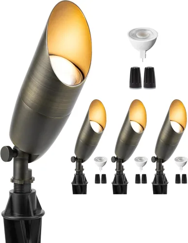 Miniatura 62 de Gardenreet Focos de paisaje de latón de bajo voltaje, luz LED para exteriores de 12 V, luces con cable IP65 impermeables, bronce antiguo
