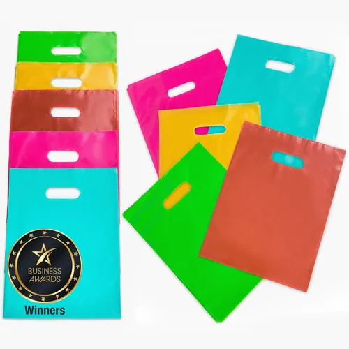 Miniatura 27 de Choice Marts - 100 bolsas de 1.5 mil de grosor, 9 x 12 pulgadas, bolsas de agradecimiento con asas extra brillantes, perfectas para mercancía