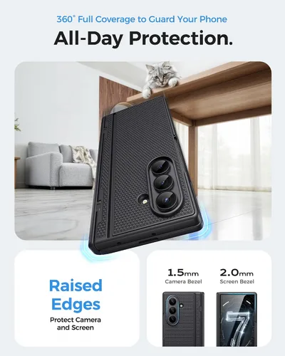 Miniatura 6 de BXYJY Funda para Samsung Galaxy Z Fold 7 con soporte, protector de pantalla frontal, protección de bisagra, delgada y resistente, cubierta dura