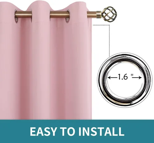 Miniatura 5 de BGment Cortina Oscurecedora para Puerta Corredera, Cortina Divisoria Opaca Ancha para Sala de Estar de 84 Pulgadas de Largo, Cortina Térmica de Rosa