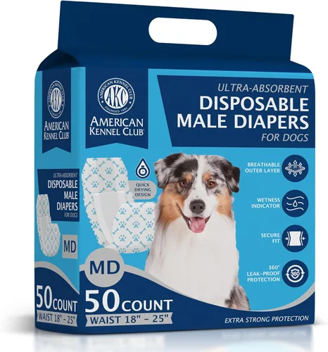 Miniatura 12 de American Kennel Club Fajas desechables para perros machos, pañales con indicador de humedad, tamaño pequeño, 50