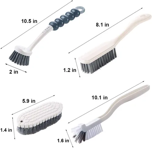 Miniatura 6 de Juego de 4 cepillos multiusos para limpiar la cocina con cerdas rígidas para platos, ollas, sartenes, fregadero y botellas, cepillo para platos
