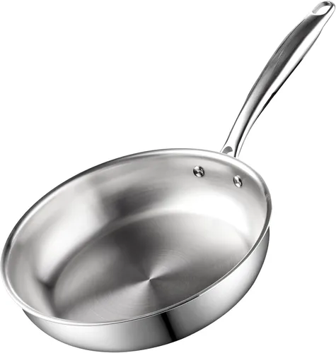 Miniatura 7 de Cook N Home Sartén de acero inoxidable de 10 pulgadas, sartén de acero inoxidable 18/10 con revestimiento de tres capas, sartén de cocina