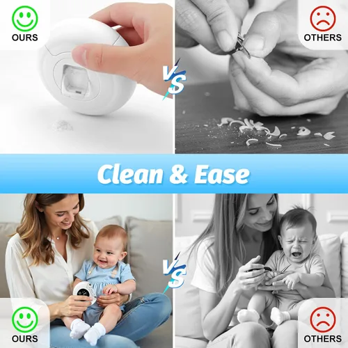 Miniatura 2 de Cortaúñas eléctrico, cortaúñas para bebés con lima y 3 velocidades, recortador de uñas eléctrico para bebés con luz LED y caja de almacenamiento