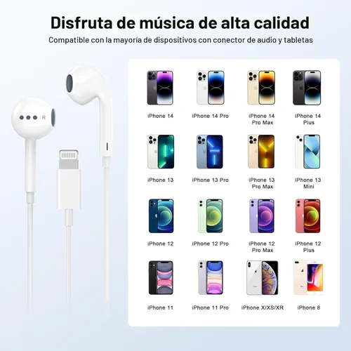 Miniatura 4 de [Certificado Apple MFi] Paquete de 2 auriculares Lightning, auriculares con cable True Plug and Play para iPhone con micrófono y control de volumen