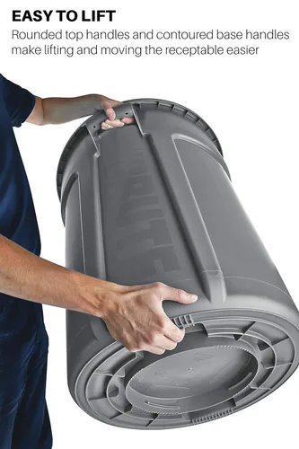 Miniatura 4 de Rubbermaid Commercial Products BRUTE - Bote de basura redondo de alta resistencia, 10 galones, color gris, contenedor de residuos para exteriores