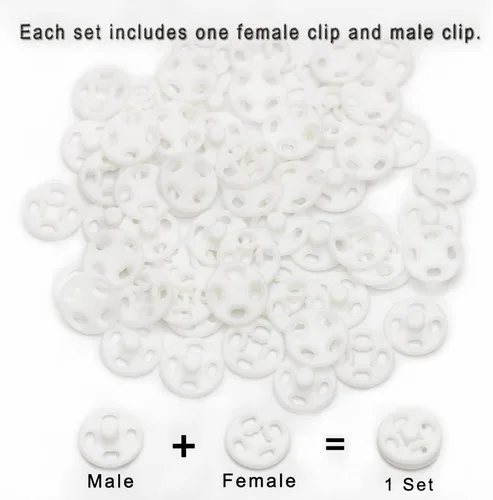 Miniatura 2 de Betoplin 100 juegos de botones de plástico para coser a presión para manualidades de ropa (0.394 in/0.4 pulgadas)