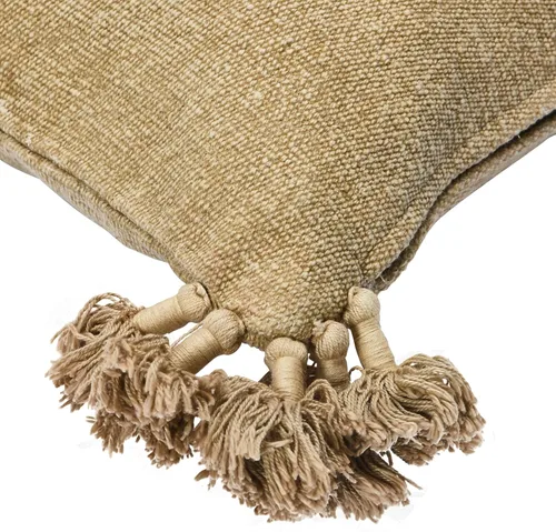 Miniatura 6 de Funda de almohada cuadrada de lona de 20 pulgadas con borlas Beige