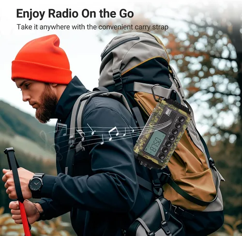 Miniatura 7 de Radio de emergencia 12000, radio meteorológica digital automática portátil AM FM SW NOAA, radio recargable con manivela solar con batería, linterna