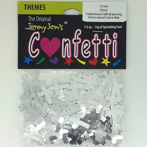 Miniatura 2 de Confeti Cruz Plata - Paquete al por menor #8598 QS0 plateado