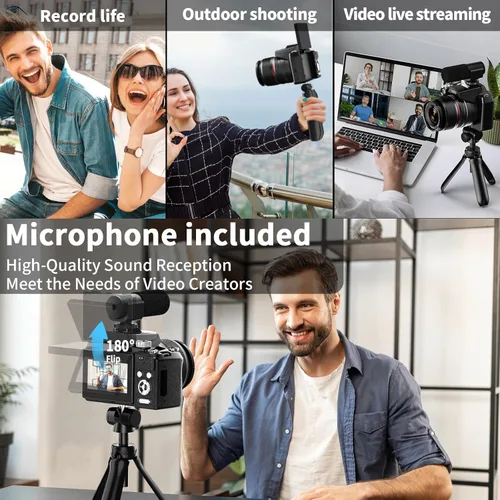 Miniatura 7 de NBD Cámaras digitales de 64 MP para fotografía, cámaras de vlogging de 8K para YouTube, zoom óptico de 16X, punto de viaje y disparo, cámaras