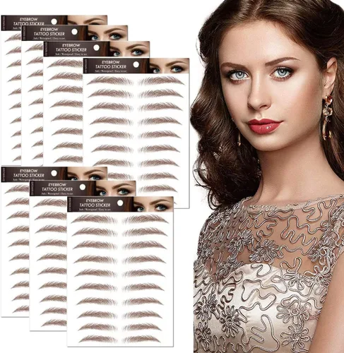 Miniatura 11 de 77 pares de calcomanías de tatuaje de cejas, 4D, impermeables, naturales, para cejas, de larga duración, perfectas para mujeres y niñas (negro)