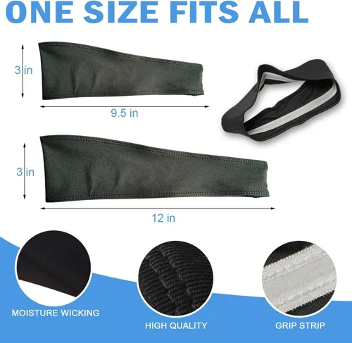 Miniatura 4 de Diadema negra de entrenamiento para mujer con agarre de silicona (paquete de 5) banda de sudor antideslizante para correr, ejercicio, gimnasio, yoga