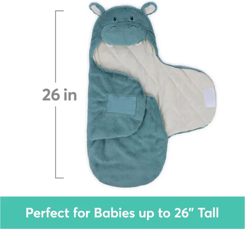 Miniatura 4 de GUND Baby Oh So Snuggly Manta Envolvente de Hipopótamo, Manta Envolvente de Bebé de Felpa con Capucha para Recién Nacidos, Azul/Crema, 26" Manta