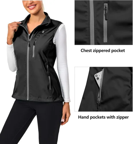 Miniatura 2 de Little Donkey Andy Chaleco Softshell ligero a prueba de viento para mujer, para golf, tenis, correr, ciclismo