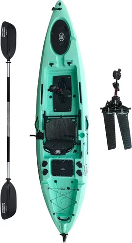 Miniatura 14 de BKC Brooklyn 12.0 Pro - Kayak de pesca individual de 12 pies manos libres, dirección de timón, casco de 70 libras, almacenamiento hermético