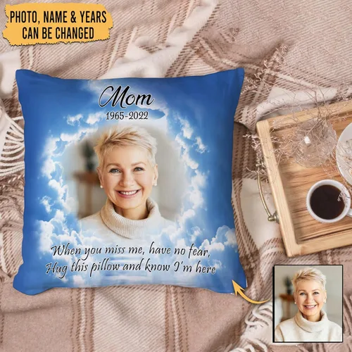 Miniatura 2 de Hyturtle Almohada Conmemorativa Personalizada de Condolencias con Inserto de 12"x12" Regalos Impresos de Doble Cara para la Pérdida de un Ser Cielo 3