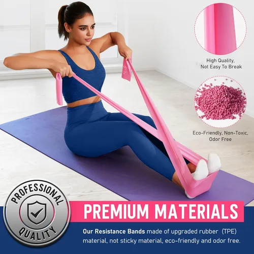 Miniatura 4 de WALITO Bandas de resistencia y bandas de yoga de 4.9 pies para mujeres y hombres, bandas de entrenamiento para terapia física, estiramiento