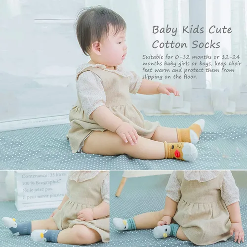 Miniatura 2 de Calcetines de bebé con agarre antideslizantes para niñas y niños pequeños calcetines de algodón para tobillo
