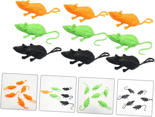 Miniatura 9 de 18pcs Simulation Mouse Figurine Skeleton Animals Halloween Decor Fake Poop Halloween Gnome Rats Decorations Prank Mouse Realistic Rats Soft Rubber