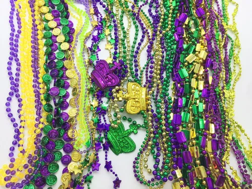 Miniatura 2 de GiftExpress 100 collares de cuentas metálicas de Mardi Gras para recuerdos, desfile de Año Nuevo, celebraciones del día de San Patricio