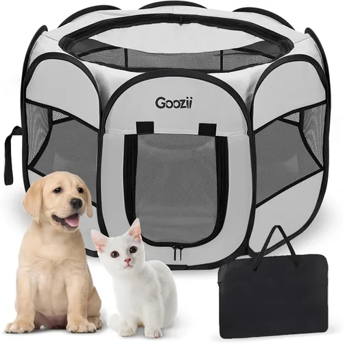 Miniatura 16 de Goozii Corralito portátil plegable, perros, interior y exterior, funda con cremallera, cubierta superior, puerta, para piso, gatos grandes, conejos