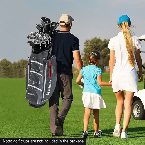 Miniatura 9 de Bolsa de carrito de golf Tangkula con divisores superiores de 15 vías, bolsa ligera para palos de golf con hueco individual para putter y 7 Gris