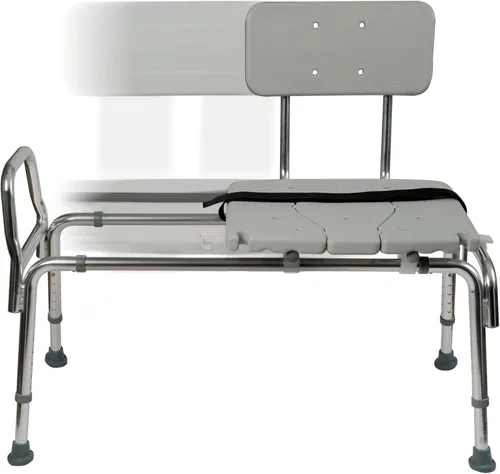 DMI Banco de transferencia de bañera y silla de ducha con cuerpo de aluminio antideslizante, elegible para FSA, altura del asiento ajustable y