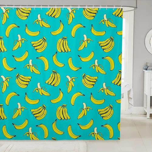 Miniatura 16 de Feelyou Accesorios impermeables de baño de cereza roja con 12 ganchos, cortina de ducha de frutas de dibujos animados para niñas, mujeres y niños