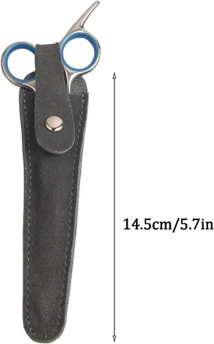Miniatura 5 de LAKE OF FIRE Estuche para tijeras con una funda de cuero y cremalleras para un almacenamiento seguro y protección mejorada (negro + gris)