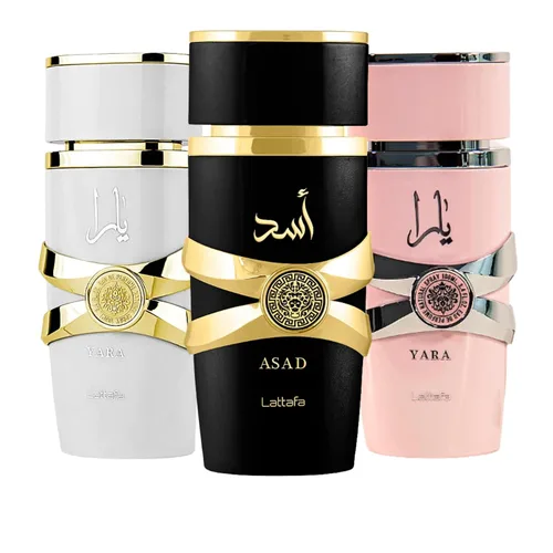 Lattafa para mujeres Set de regalo de 3 piezas de Eau de Parfum (Yara + Yara Moi + Asad) 3.4 oz/100 ml cada uno