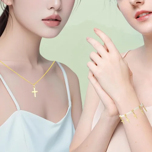 Miniatura 7 de Dijes de cruz para hacer joyas, chapado en oro real de 18 quilates, dijes de religión para pulseras, collares y aretes