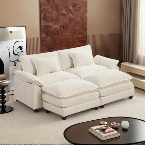 Miniatura 14 de Sofá modular seccional, sofá de nube con otomana, asiento profundo de felpilla en forma de L para sala de estar y apartamento