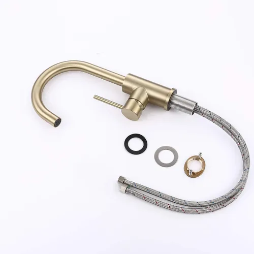 Miniatura 6 de Grifos de barra de un solo agujero, mini grifos de fregadero de cocina de oro cepillado, grifos de fregadero de barra húmeda moderna de acero
