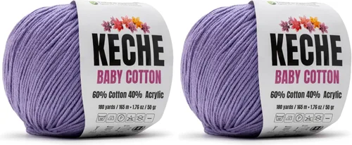 Miniatura 91 de Keche Hilo de algodón, 60% algodón, 40% hilo acrílico, hilo de algodón suave para crochet y tejer, hilo amigurumi, 1 madeja/bola, 1.76 onzas (50g)
