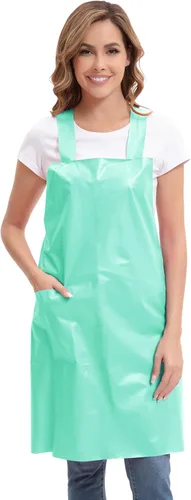 Nanxson Delantal impermeable de TPU con bolsillo, delantales de trabajo ligeros para niñas, estilo H para lavar platos, aseo de mascotas, jardinería