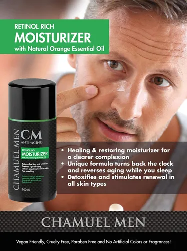 Miniatura 5 de CHAMUEL MEN Crema facial diaria para hombres con 2.5% de retinol hidratante antienvejecimiento para líneas finas, manchas oscuras y arrugas, loción