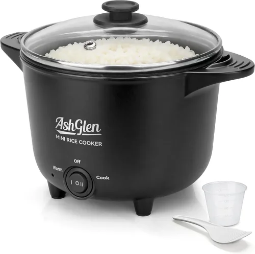 Miniatura 9 de AshGlen Arrocera pequeña de 2 tazas sin cocer / 4 tazas cocidas, mini olla eléctrica, mini olla eléctrica, olla arrocera de cerámica, vaporizador
