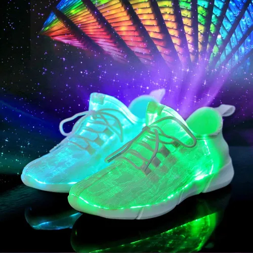 Miniatura 2 de Hot Dingding Zapatos con luz LED para niñas y niños, zapatos de fibra óptica para niños, zapatillas de deporte LED con carga USB luminosas