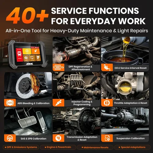 Miniatura 5 de ANCEL V6HD - Escáner de camión resistente Herramienta de diagnóstico diésel bidireccional de regeneración DPF forzada ECU codificación 40+