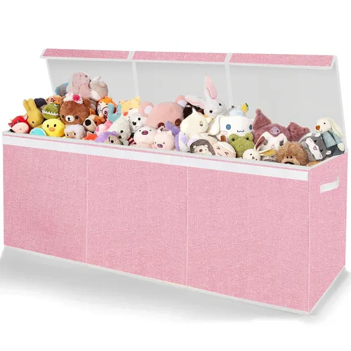 Pantryily Almacenamiento de Juguetes para Niñas - Caja Baúl de Juguetes Extra Grande para Niños, Organizadores de Juguetes Plegables y Rosa